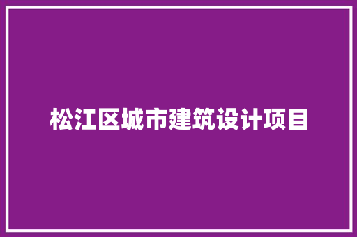 松江区城市建筑设计项目 施工技术