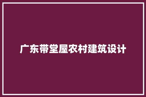 广东带堂屋农村建筑设计