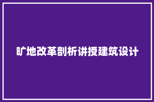旷地改革剖析讲授建筑设计
