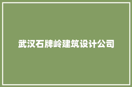 武汉石牌岭建筑设计公司