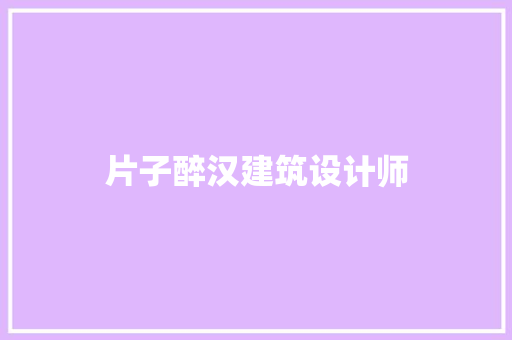 片子醉汉建筑设计师 住宅建筑设计