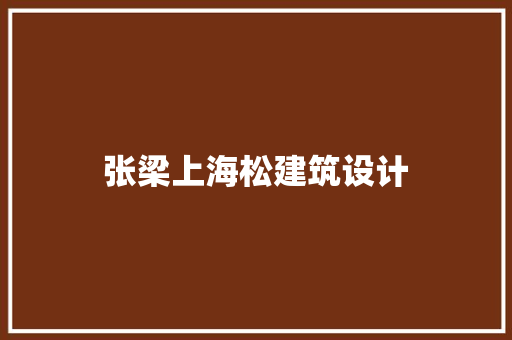 张梁上海松建筑设计