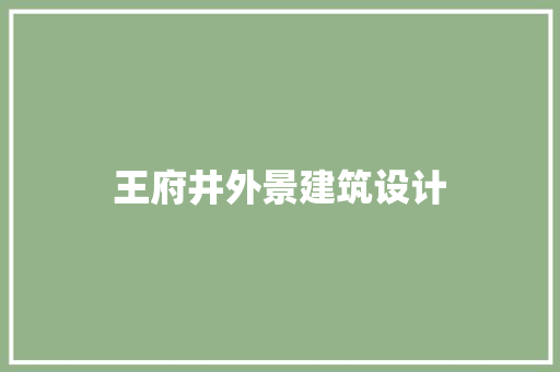 王府井外景建筑设计 常用设备
