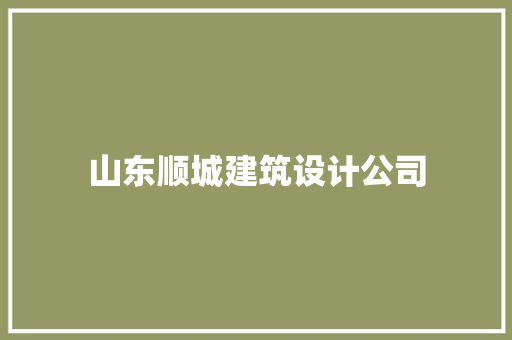 山东顺城建筑设计公司