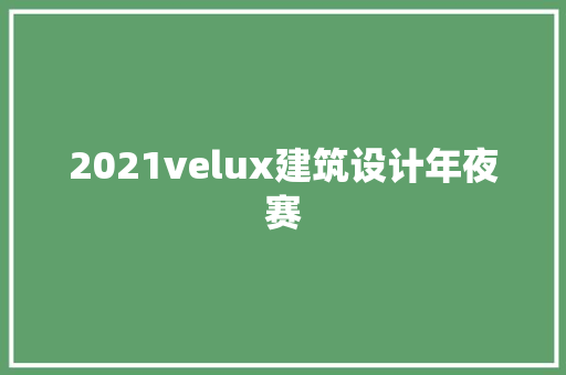 2021velux建筑设计年夜赛