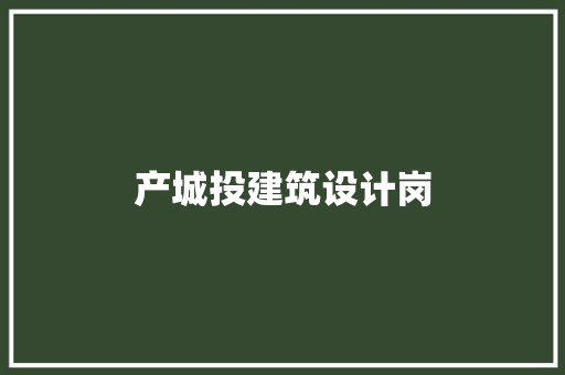 产城投建筑设计岗