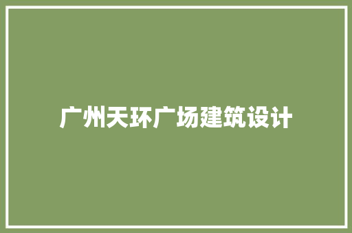 广州天环广场建筑设计 施工工艺