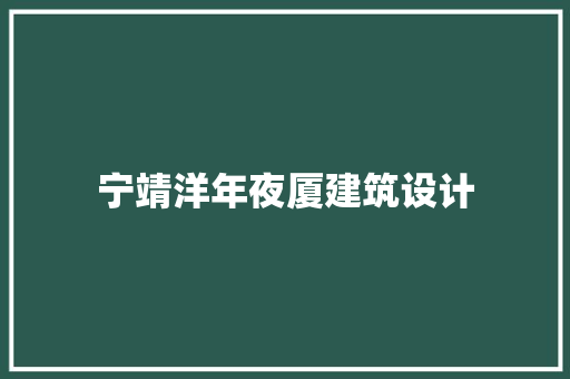 宁靖洋年夜厦建筑设计 常见问题