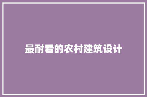 最耐看的农村建筑设计