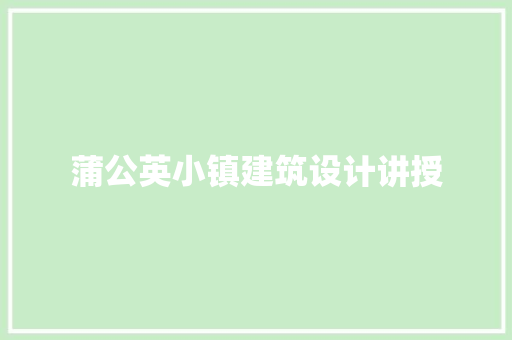蒲公英小镇建筑设计讲授 常用建材