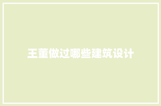 王董做过哪些建筑设计