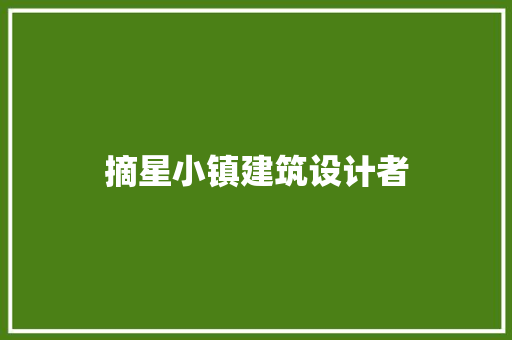 摘星小镇建筑设计者 公共建筑设计
