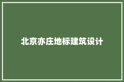 北京亦庄地标建筑设计