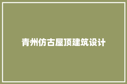 青州仿古屋顶建筑设计