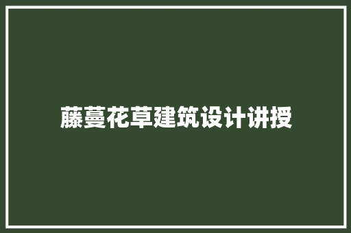 藤蔓花草建筑设计讲授