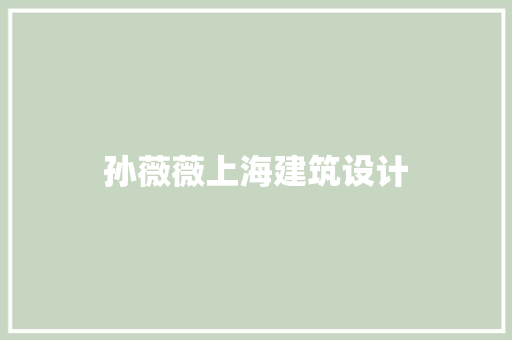 孙薇薇上海建筑设计 施工管理