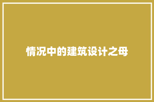 情况中的建筑设计之母 工艺流程