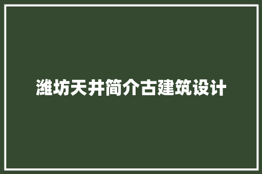 潍坊天井简介古建筑设计