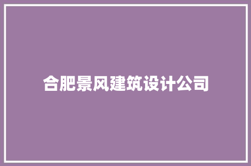 合肥景风建筑设计公司 建筑法规