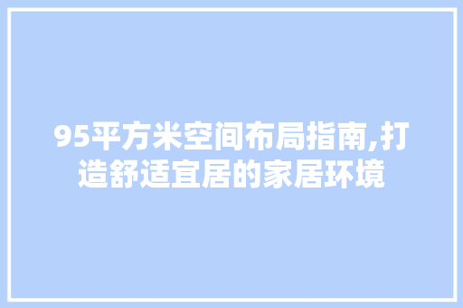 95平方米空间布局指南,打造舒适宜居的家居环境 施工工艺