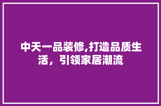 中天一品装修,打造品质生活，引领家居潮流