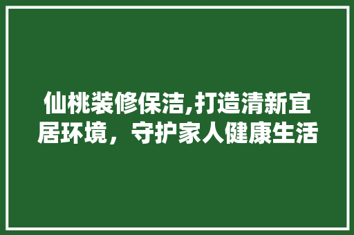 仙桃装修保洁,打造清新宜居环境，守护家人健康生活