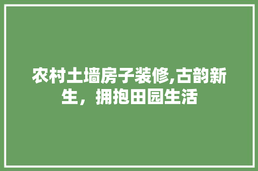 农村土墙房子装修,古韵新生，拥抱田园生活 工艺流程