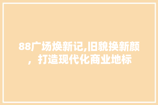 88广场焕新记,旧貌换新颜，打造现代化商业地标 设计原则