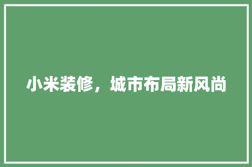 小米装修，城市布局新风尚