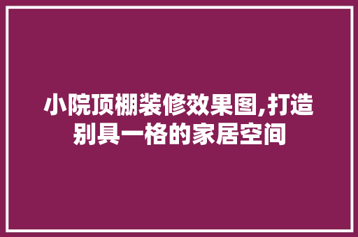 小院顶棚装修效果图,打造别具一格的家居空间 施工技术