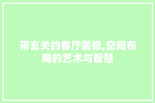 带玄关的客厅装修,空间布局的艺术与智慧 建筑法规