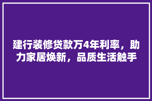 建行装修贷款万4年利率，助力家居焕新，品质生活触手可及 设计原则