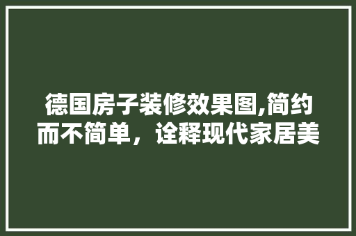 德国房子装修效果图,简约而不简单，诠释现代家居美学 施工管理