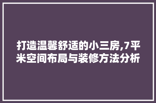 打造温馨舒适的小三房,7平米空间布局与装修方法分析 施工工艺