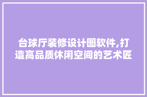台球厅装修设计图软件,打造高品质休闲空间的艺术匠心