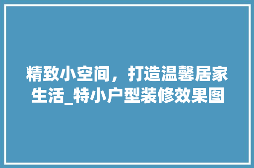 精致小空间，打造温馨居家生活_特小户型装修效果图分析 新型材料