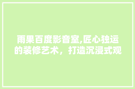 雨果百度影音室,匠心独运的装修艺术，打造沉浸式观影体验