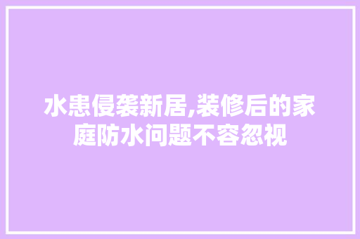 水患侵袭新居,装修后的家庭防水问题不容忽视 建筑设计