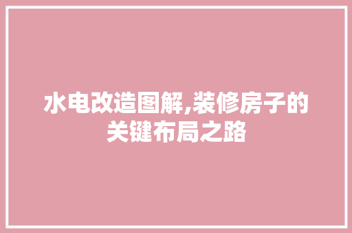 水电改造图解,装修房子的关键布局之路