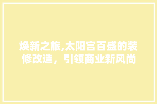 焕新之旅,太阳宫百盛的装修改造，引领商业新风尚 工艺流程