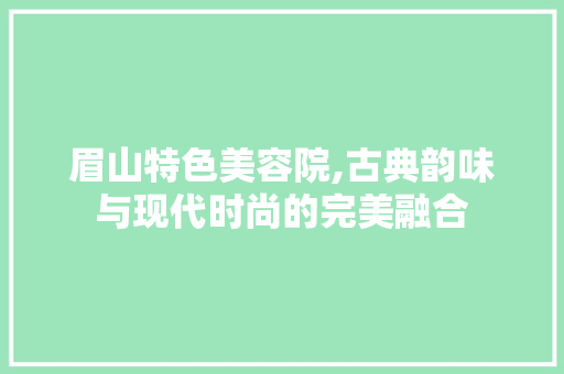 眉山特色美容院,古典韵味与现代时尚的完美融合 设计原则