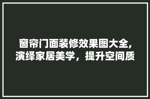 窗帘门面装修效果图大全,演绎家居美学，提升空间质感 施工技术