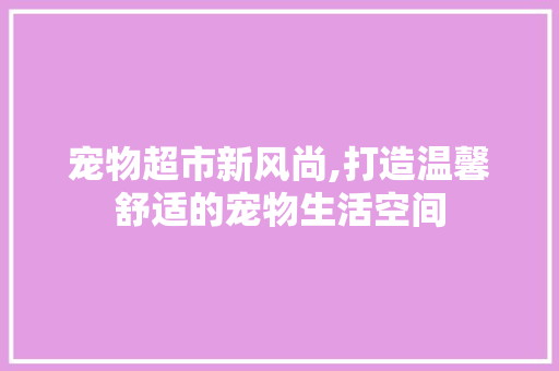 宠物超市新风尚,打造温馨舒适的宠物生活空间 设计原则