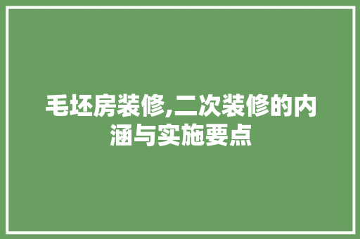 毛坯房装修,二次装修的内涵与实施要点