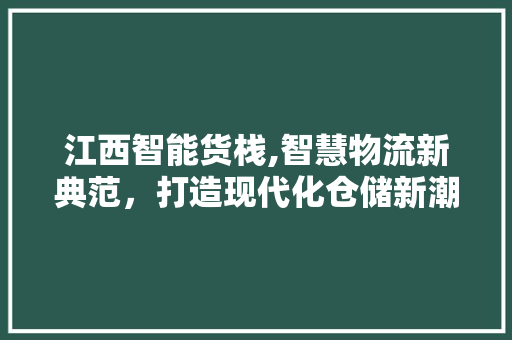 江西智能货栈,智慧物流新典范，打造现代化仓储新潮流 新型材料
