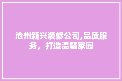 沧州新兴装修公司,品质服务，打造温馨家园