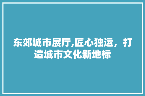 东郊城市展厅,匠心独运，打造城市文化新地标 施工技术