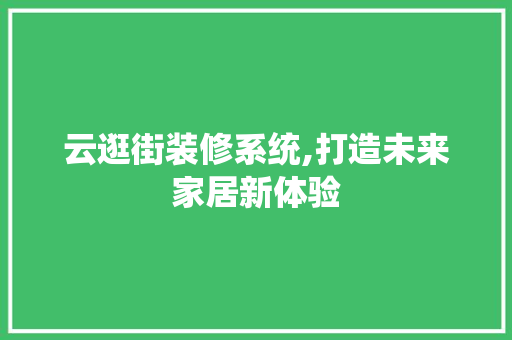 云逛街装修系统,打造未来家居新体验 施工工艺