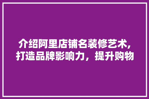 介绍阿里店铺名装修艺术,打造品牌影响力，提升购物体验 施工工艺
