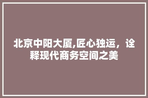 北京中阳大厦,匠心独运，诠释现代商务空间之美